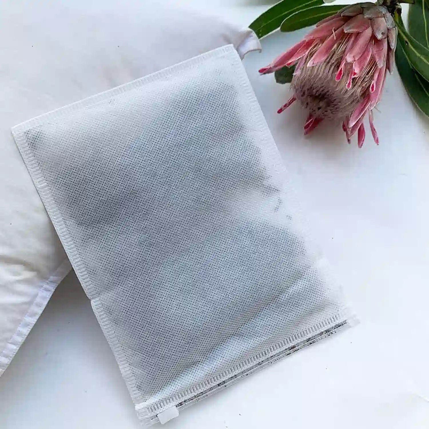 Lavender pillow sachet as sleep aid containing dried flower rubbings from NZ lavender herb farm.